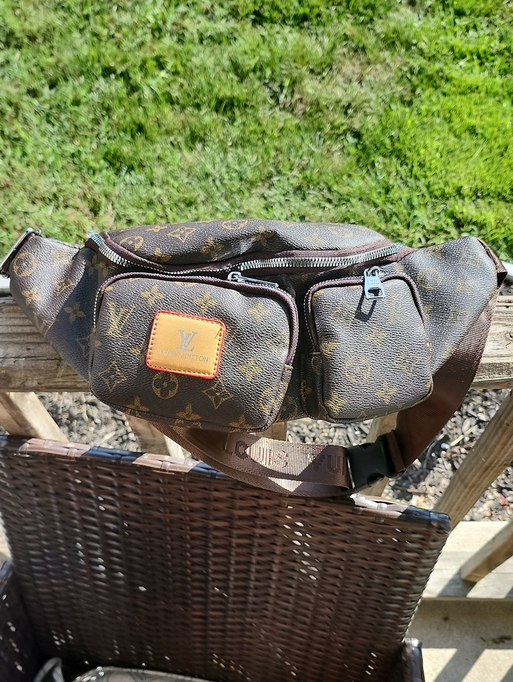 Fashion Monogram Brown Canvas Belt Bag
